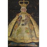 Infant Jesus of Prague. Oil on canvas. Religious icon. A well executed and highly detailed