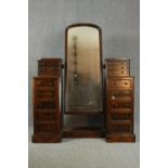 Dressing table, Victorian mahogany fitted with central cheval mirror. H.165 W.133 D.52cm.