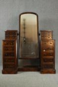 Dressing table, Victorian mahogany fitted with central cheval mirror. H.165 W.133 D.52cm.