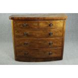 Chest of drawers, 19th century flame mahogany. H.101 W.120 D.51cm.