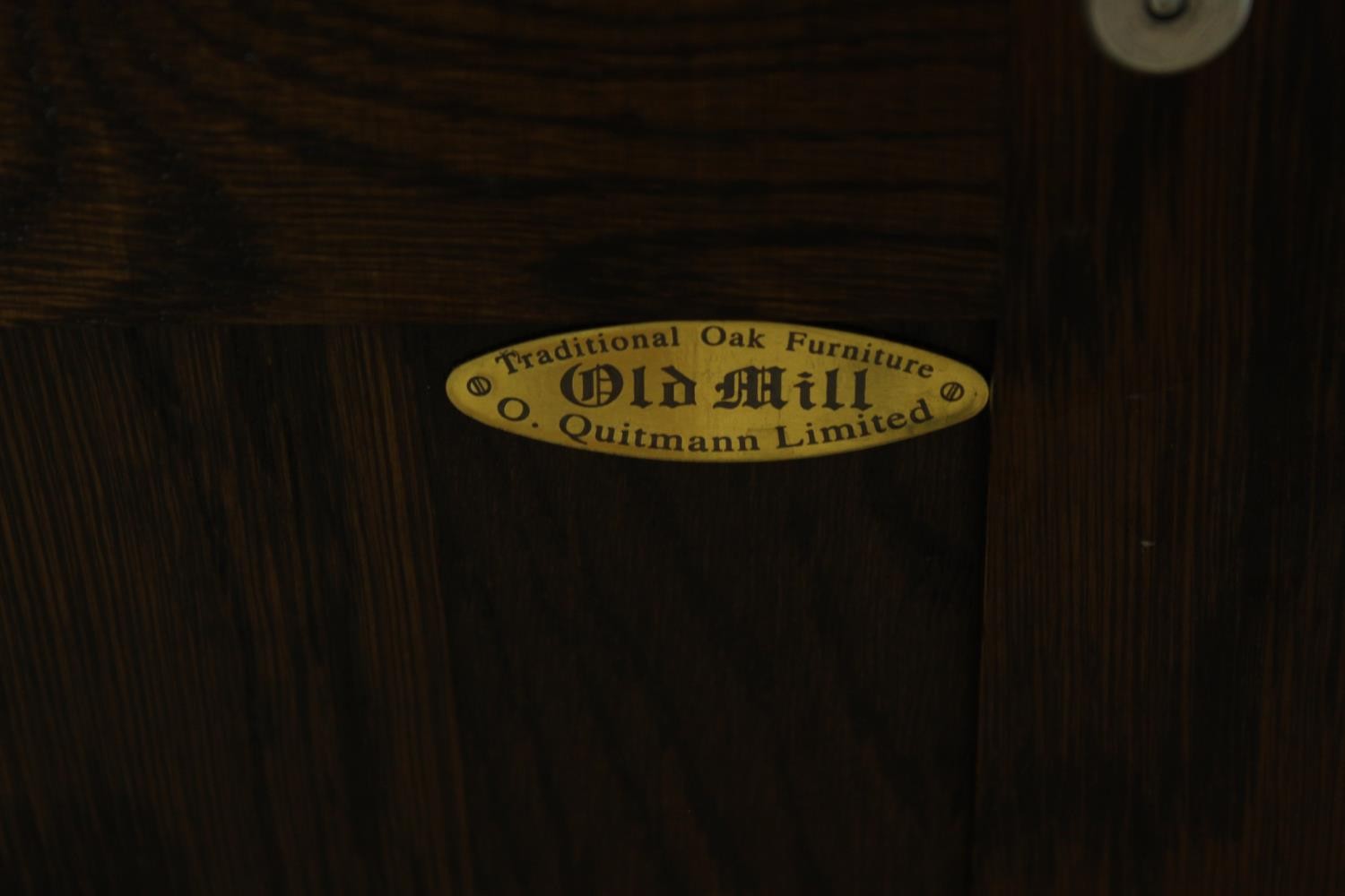 Side cabinet, carved oak in the antique style with maker's label. H.85 W.40cm. - Image 5 of 5