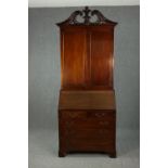 Bureau bookcase, 19th century mahogany. H.244 W.93cm.