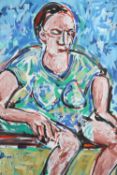 David Somerville. Oil on canvas. Portrait of a seated woman titled 'Urban Personage' and dated 2004.