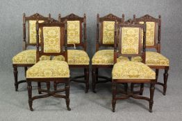 Dining chairs, a set of six late 19th century oak.