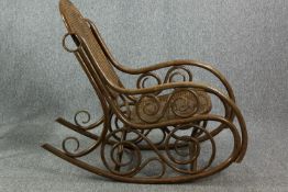 Rocking chair, early 20th century bentwood. H.102cm.