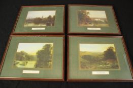 Four framed and glazed landscape prints, H.30 x W.37 cm.