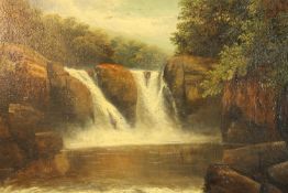 Charles Henry Passey (British. 1818-1895) Oil on canvas. Landscape. Waterfall. Signed by Passey