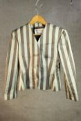 A Bruce Oldfield custom made striped silk jacket. Makers label to inside.