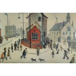 L. S. Lowry. ‘A Street in Clitheroe’. Framed and glazed print. H.80 x W.90 cm.