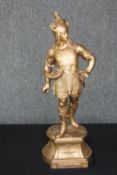 A painted bronze spelter figure of a Norse warrior. Signed in relief. Early 20th century. Maybe
