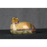 A Japanese cloisonné enamelled lidded box in the form of a quail. Twentieth century. H.11 x W.16 x