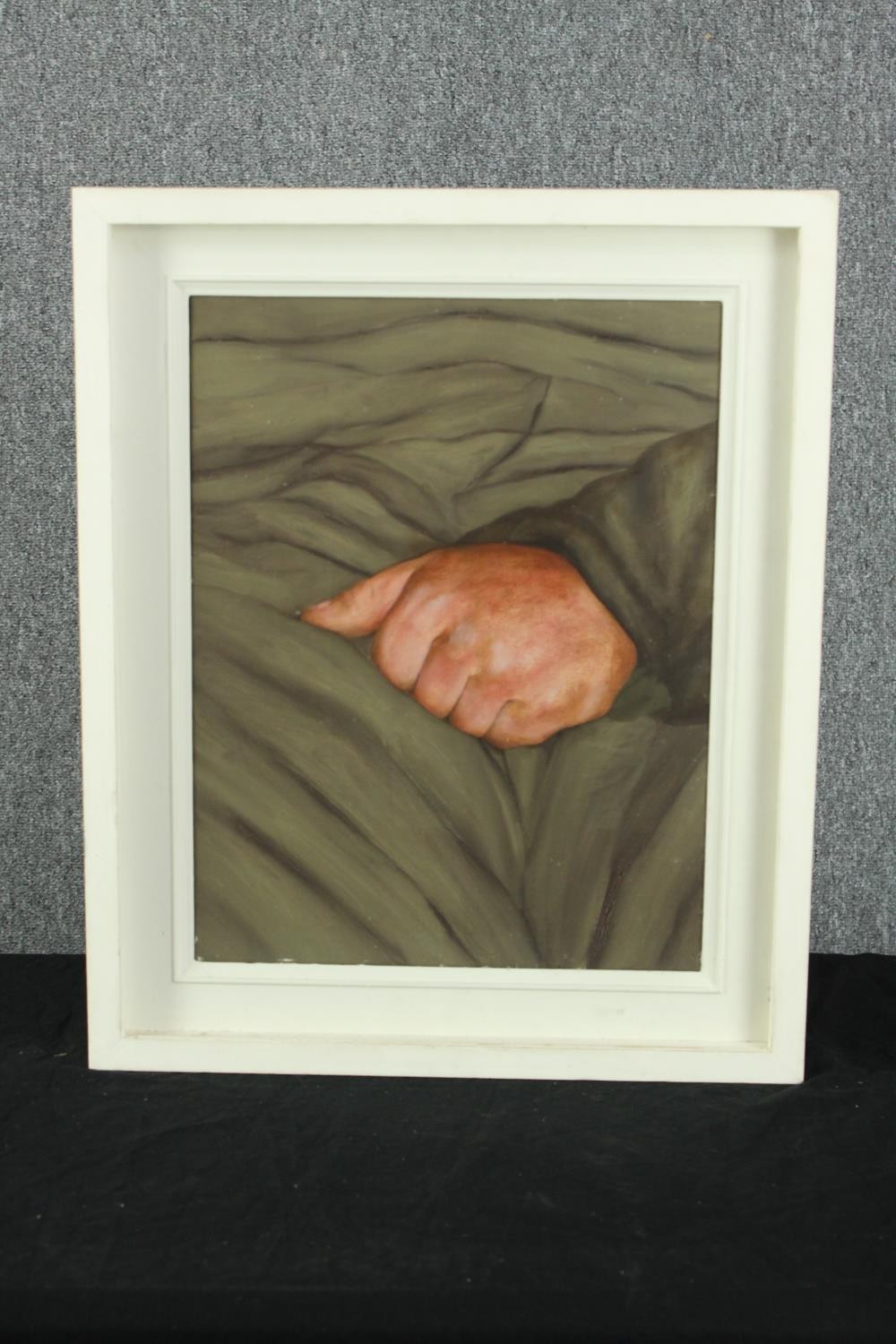 Patrice Moor. Oil on canvas. Signed on the back 'P. Moor 1999'. Hands. Framed and glazed. H.58 x W. - Image 2 of 4