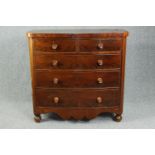 Chest of drawers, 19th century mahogany bowfronted. H.115 W.120 D.56cm.