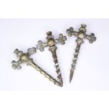 Three 19th century brass champagne taps. With detailed ornate design and stamped maker's mark.