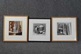 Jan Hardisty (Danish b. 1948). Three prints. Still life. Signed bottom right by Hardisty. Framed and