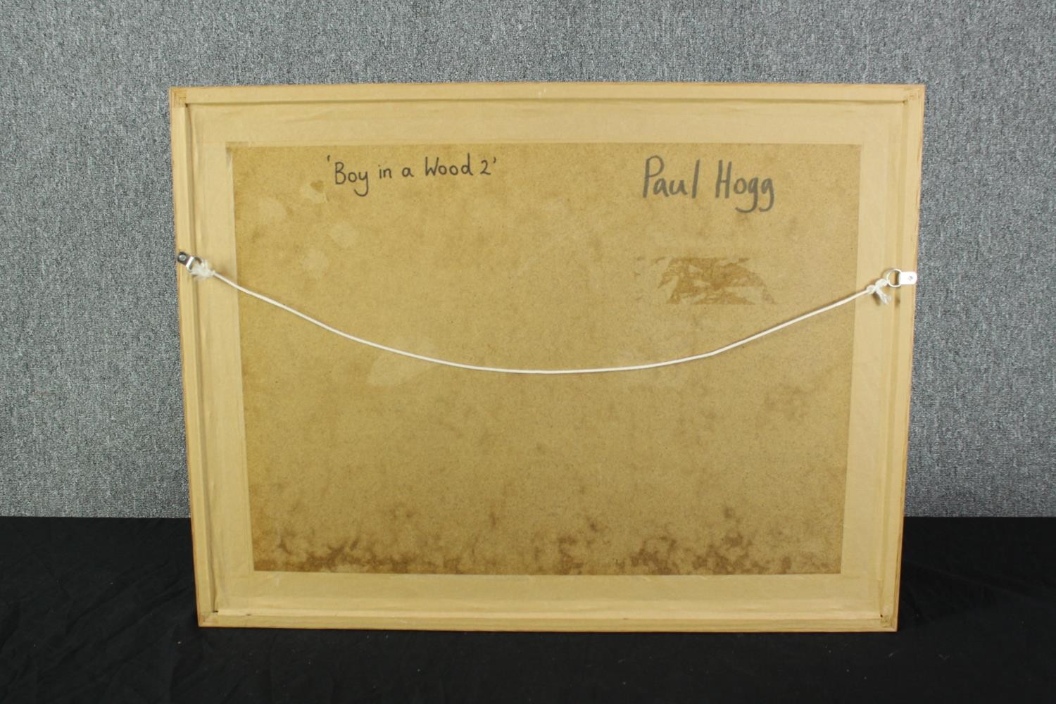 Paul Hogg (British). 'Boy in a wood II'. Woodcut. Framed and glazed. H.51 x W.67 cm. - Image 3 of 3