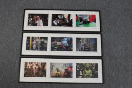 Three framed set of photographs. South African street scenes. Printed in a limited edition of 8.