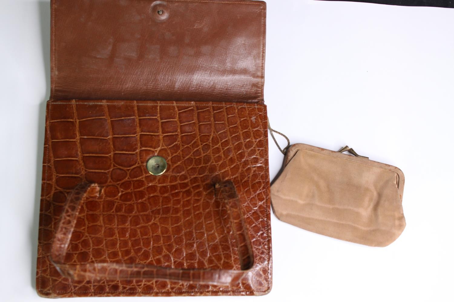 A handbag and purse. The handbag is probably made from Crocodile skin and the purse is Python - Image 3 of 5