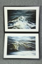 Two seascape prints. Signed indistinctly bottom right. Framed and glazed. Each measures H.54 x W.