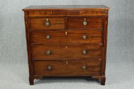 Chest of drawers, Georgian mahogany with satinwood string inlay. H.116 W.117 D.50cm.