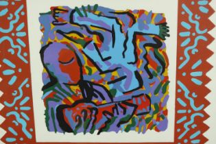 Abstract print. Signed 'Leo' and dated 7/2/90. Numbered 19/25. H.54 X W.43 cm.
