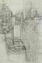 Architectural Drawing. North Gower Street, London. Signed Robert Flatner. Framed and glazed. H.79