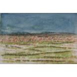 A small watercolour landscape, unsigned. H.15 W.20 cm