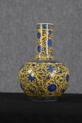 Chinese vase, hand painted stylised floral design early twentieth century. With a Qing seal on the