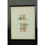 A small abstract watercolour. Signed indistinctly bottom right and dated 1987. H.21 x W.16 cm.