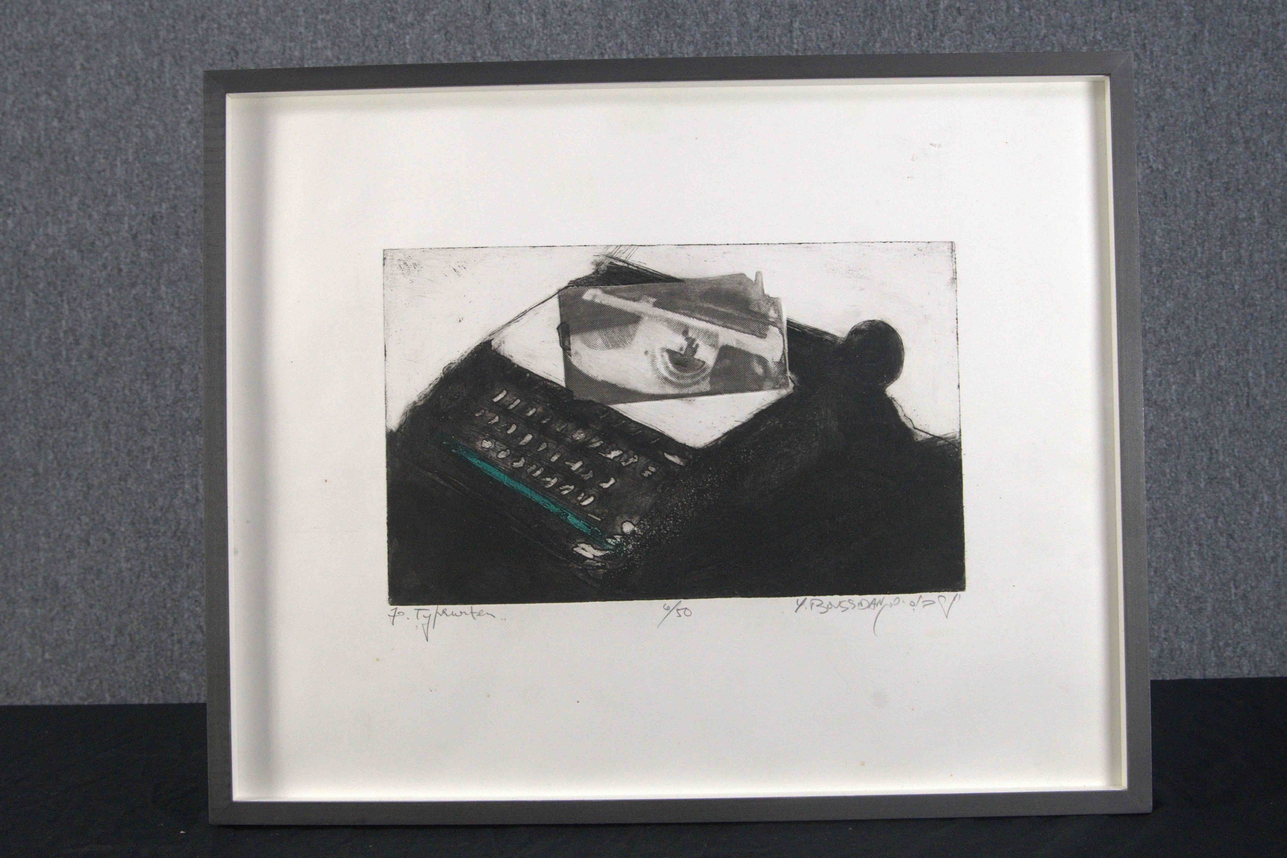 Photograph titled 'Typewriter'. Signed indistinctly bottom right. Framed and glazed. H.50 x W.62 cm. - Image 2 of 5