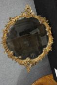 Wall mirror, C.1900 Rococo style gesso decoration. H.88 W.68cm.