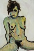 Nicky Arscott (British b. 1983). Oil on board. Nude titled 'Katrina Mclean (Spanked)' 2011. Signed