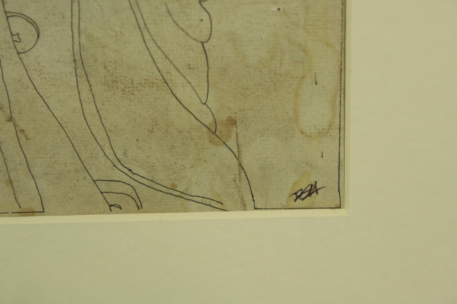 Cartoon. Ink on paper. Signed indistinctly bottom right. Framed and glazed, slight staining. H.36 - Image 3 of 3