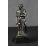 After Bertel Thorvaldsen (Danish 1768-1844). The Roman god Mercury. Patinated bronze figure. H.20