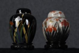 Two Japanese Otagini vases. Two lidded vases in a floral finish. Early twentieth century. H.17 W.
