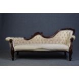 Chaise longue, Victorian style mahogany framed. H.90 L.205 D.87 cm.