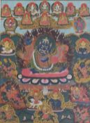 Dharmarja Yama. Hindu god of death and justice. Probably Tibetan. Painting. Twentieth century.