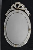 Wall mirror, early 20th century Venetian, original plate with some damage/wear as shown. H.69 W.44