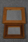 Two contemporary pine framed mirrors. H.36 W.30 and H.43 W.43 cm