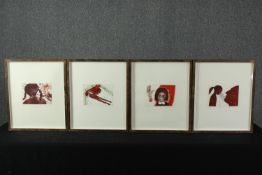 Penny Siopis (South African b. 1953). Four prints titled "Don't you Cry" Framed and glazed. Signed