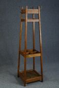 Coat stand, C.1900 oak. H.184 W.50 D.50 cm