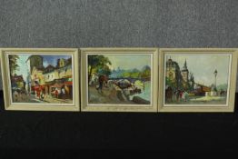 Edouard Le Saout (French 1909 - 1981). Three oil painting each signed bottom left. Parisian