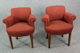 Tub armchairs, a pair, mid century teak. H.76cm.