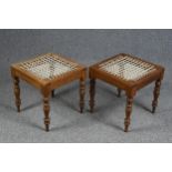 Stools, pair 19th century fruitwood. H.45 W.45 D.45cm