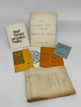 Anselm Hollo (1934 – 2013). A collection of poetry books and a typescript printers proof of what
