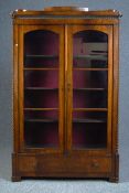 Bookcase, floor standing late 19th century Continental mahogany. H.173 W.108 D.39 cm.
