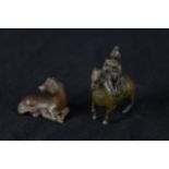 Miniature Chinese bronze figures. Early twentieth century. H.7 W.6 D.3 cm.