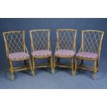Conservatory chairs, a set of four vintage rattan and bamboo. H.95 W.48 D.48 cm (some wear as