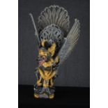 Garuda, Hindu deity. Wooden carved and painted figure. H.95 x W.55 x D.50 cm.