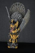 Garuda, Hindu deity. Wooden carved and painted figure. H.95 x W.55 x D.50 cm.